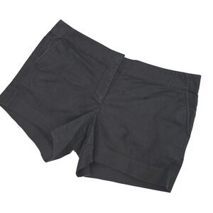J.Crew Womens Black Cotton Stretch Chino Shorts Size 10 Solid‎ Mid Rise 4 Inseam